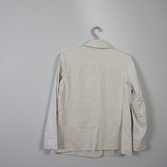 Banana Republic Double Breasted Blazer Women 6 P Beige Linen Cotton Career 488 - Picture 2 of 11